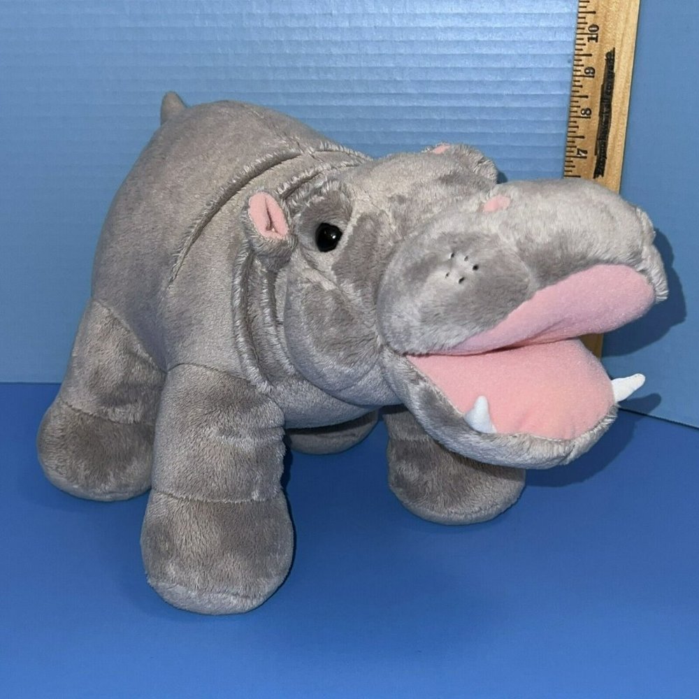 Build A Bear Gray Hippo 15" Plush Hippopotamus Zoo Safari Stuffed Animal BAB Toy